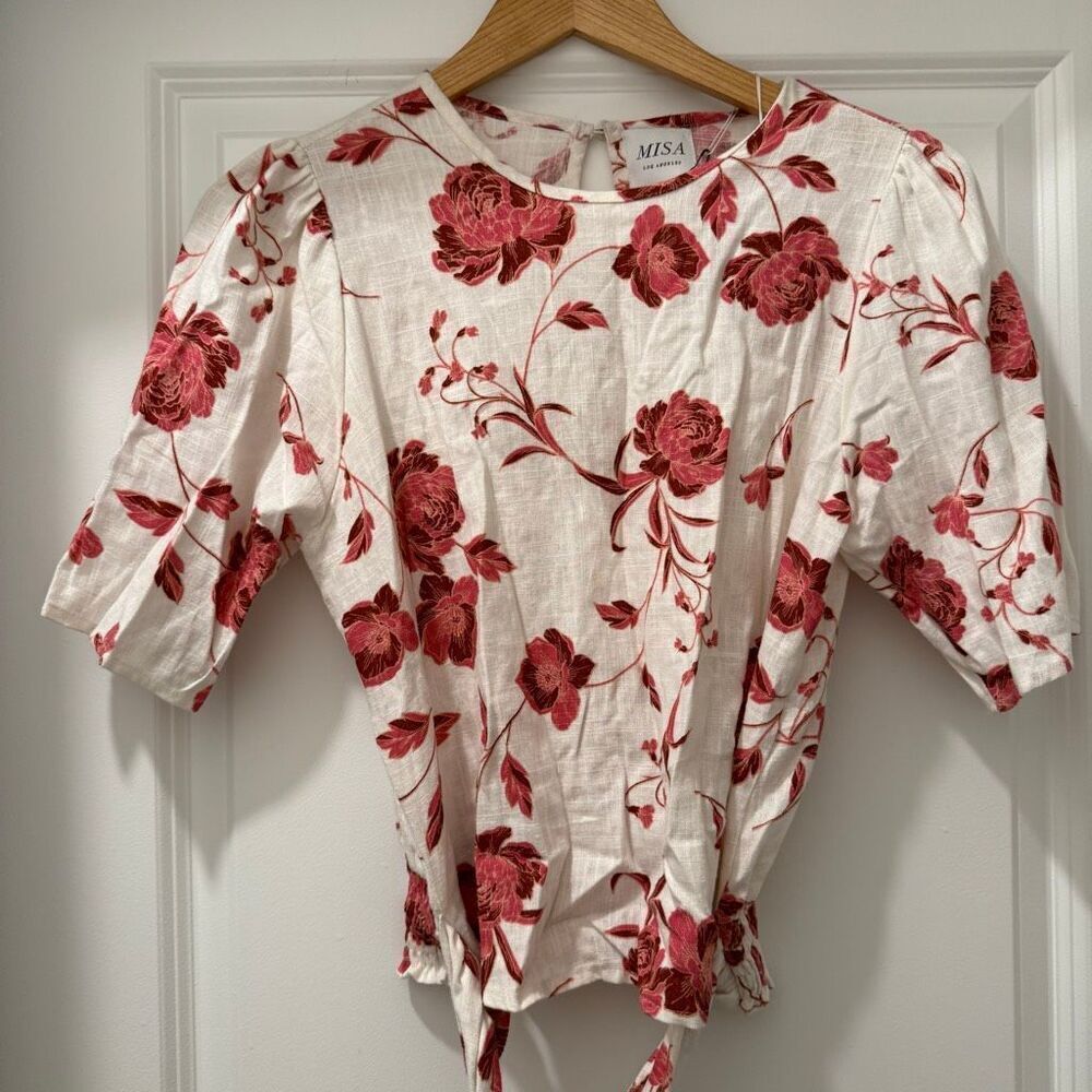 Misa Los Angeles Floral Blouse Tie Waist Size XS
